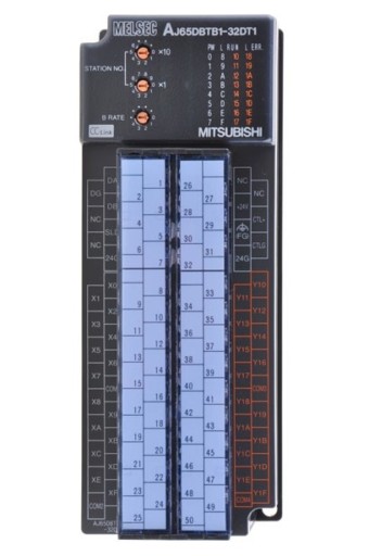 Mitsubishi AJ65DBTB1-32DT1: 32-Point (16 in / 16 out) 24VDC Sink I/O Module