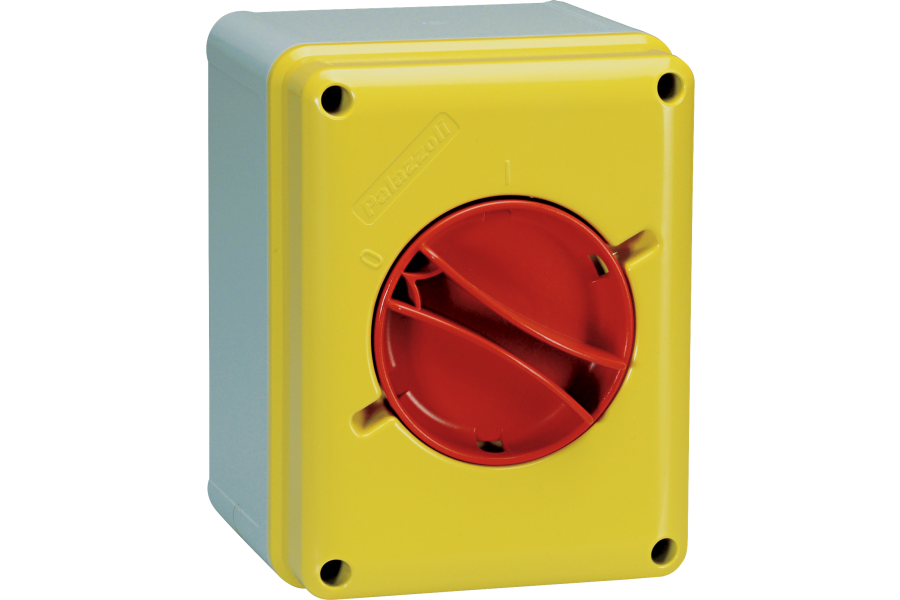 P208164 CAM-SZ ISOLATOR SWITCH FOR EMERGENCY WITH RED HANDLE AND YELLOW COVER