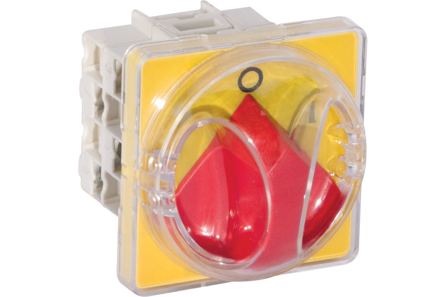 P214164 CAM-ST REAR PANEL EMERGENCY SWITCH 4P 16A 67X67 YELLOW/RED
