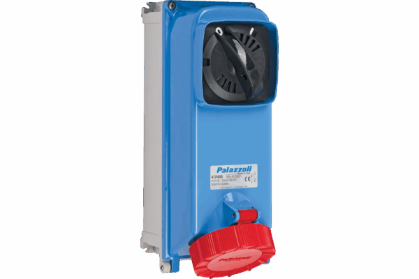 P460333 ALUPRES SWITCHED SOCKET IN ALUMINIUM ALLOY WITH MECHANICAL INTERLOCK 2P+E 63A >50/250VDC 3H IP66/67/69