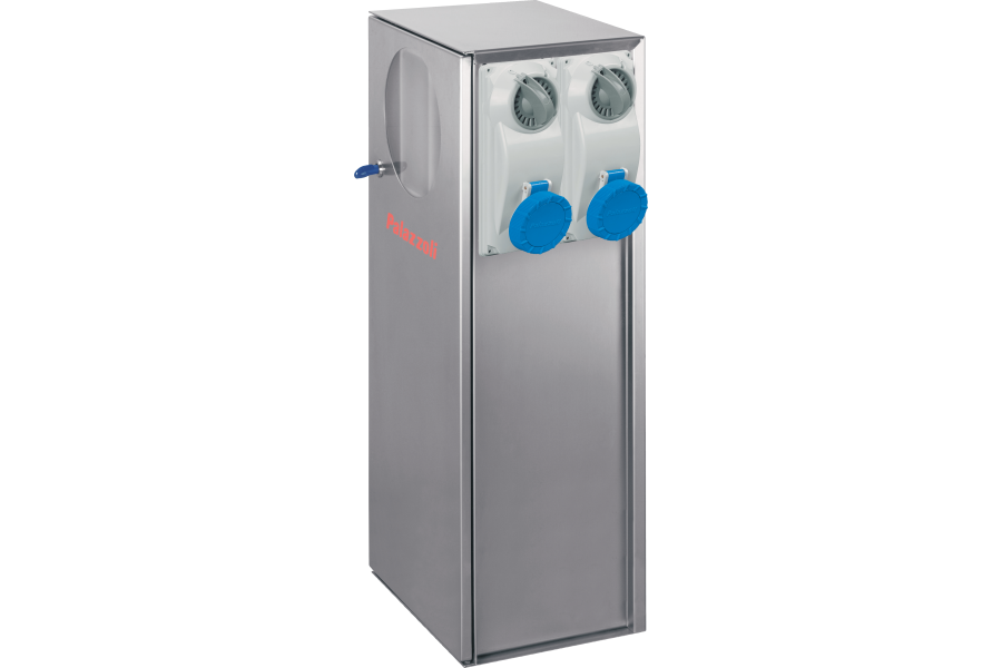 P576400 B-SMART STAINLESS STEEL AISI 316L BOLLARD FOR CAMPSITES WITH 4 INTERLOCKED SOCKET OUTLETS