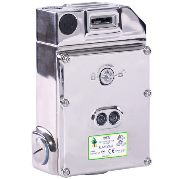 KLT-SS-RFID-Stainless-Steel-Solenoid-Guard-Interlock-with-RFID-Coding-600x600.jpg Idem 451301: KLT-SS-RFID Uniquely coded M20 24V Rear/Front Upper