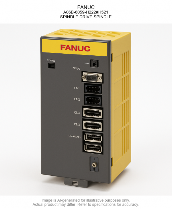 A06B-6059-H22223H521.png FANUC; A06B-6059-H222#H521; SPINDLE DRIVE SPINDLE