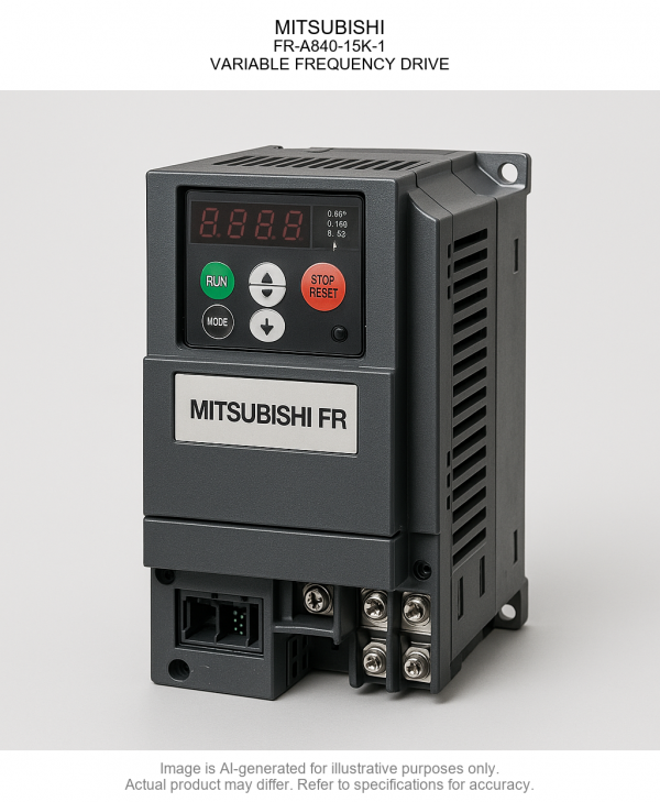 FR-A840-15K-1.png MITSUBISHI; FR-A840-15K-1; VARIABLE FREQUENCY DRIVE