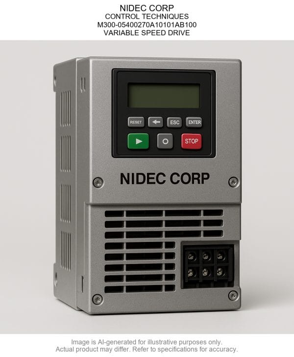 M300-05400270A10101AB100.png NIDEC CORP; CONTROL TECHNIQUES; M300-05400270A10101AB100; VARIABLE SPEED DRIVE
