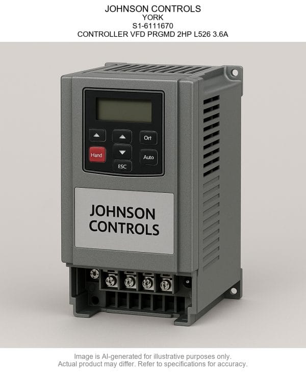 S1-6111670.png JOHNSON CONTROLS; YORK; S1-6111670; CONTROLLER Variable Frequency Drive PRGMD 2HP L526 3.6A