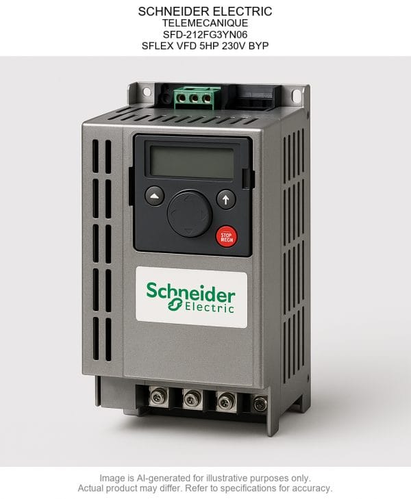 SCHNEIDER ELECTRIC; TELEMECANIQUE; SFD-212FG3YN06; SFLEX Variable Frequency Drive 5HP 230V BYP