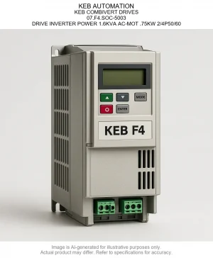 KEB AUTOMATION; KEB COMBIVERT DRIVES; 07.F4.SOC-5003; DRIVE INVERTER POWER 1.6KVA AC-MOT .75KW 2/4P50/60