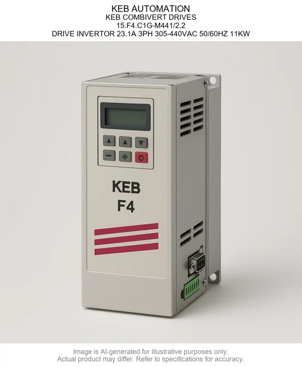 KEB AUTOMATION; KEB COMBIVERT DRIVES; 15.F4.C1G-M441/2.2; DRIVE INVERTOR 23.1A 3PH 305-440VAC 50/60HZ 11KW