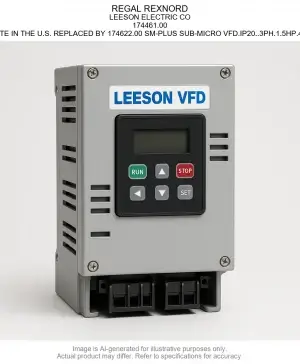 REGAL REXNORD; LEESON ELECTRIC CO; 174461.00; OBSOLETE IN THE U.S. REPLACED BY 174622.00 SM-PLUS SUB-MICRO Variable Frequency Drive.IP20..3PH.1.5HP.460-480V