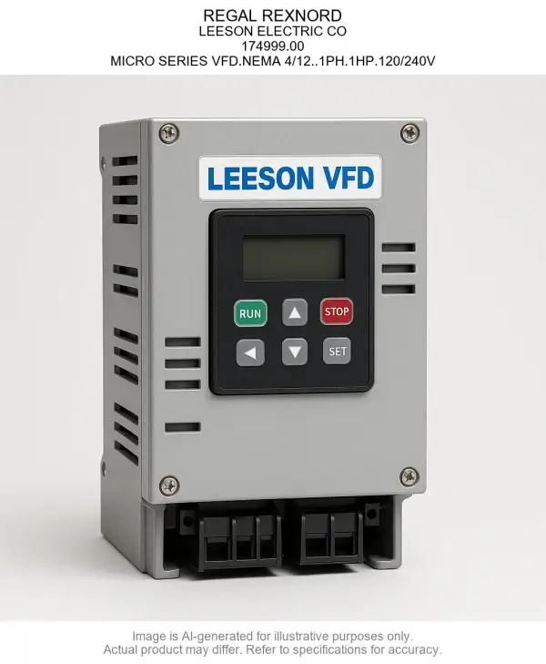 174999.webp REGAL REXNORD; LEESON ELECTRIC CO; 174999.00; MICRO SERIES Variable Frequency Drive.NEMA 4/12..1PH.1HP.120/240V