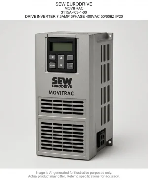 SEW EURODRIVE; MOVITRAC; 3115A-403-4-00; DRIVE INVERTER 7.3AMP 3PHASE 400VAC 50/60HZ IP20