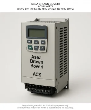 ASEA BROWN BOVERI; ACS31108P73; DRIVE 3PH I:10.6A 380-480V O:13.2A 360-480V 500HZ