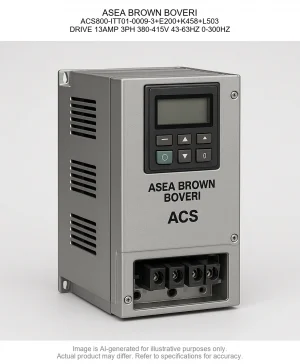 ASEA BROWN BOVERI; ACS800-ITT01-0009-3+E200+K458+L503; DRIVE 13AMP 3PH 380-415V 43-63HZ 0-300HZ