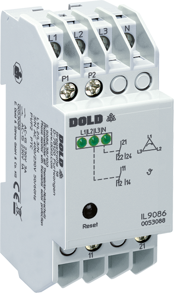 IL9086_600x600.png DOLD 0053088: IL9086.38/100 3AC50/60HZ 230/400V Phase monitor with thermistor motor protection