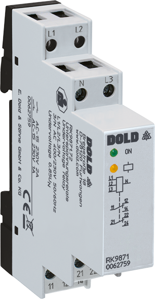 RK9871_600x600.png DOLD 0062759: RK9871.72 3/N AC400/230V 50/60HZ Undervoltage Relay