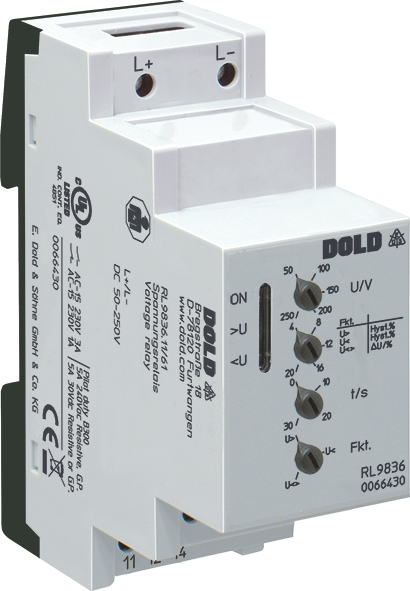 DOLD 0066430: RL9836.11/61 DC50-250V 4-20% 0-30S Voltage Relay